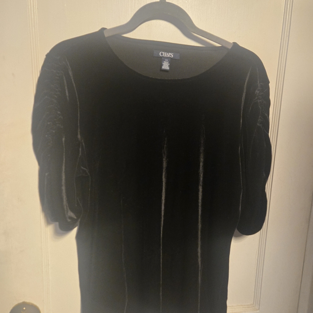 Chaps Luxurious Black Velvet Shirt, Large